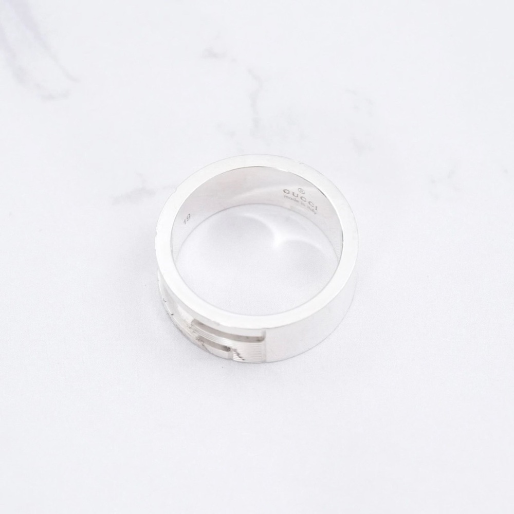 Authentic Gucci Classic G Logo Monogram 925 Sterling Silver Band Ring Size 9.5 - Picture 7 of 11